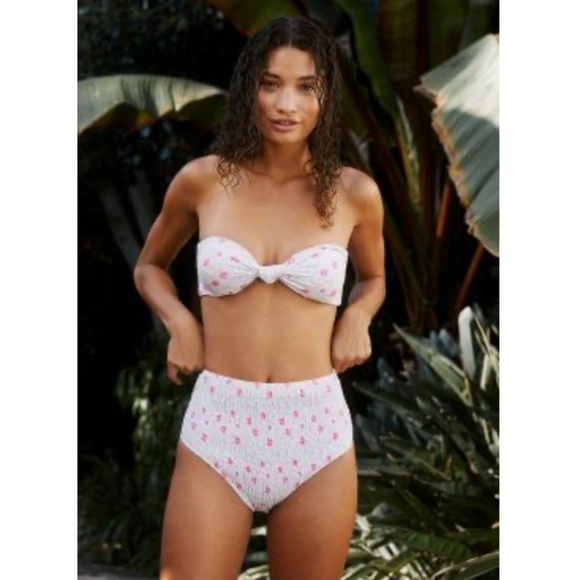 NWT Charlie Holiday Festive Floral bandeau high waisted bikini bottoms set suit - Picture 1 of 5